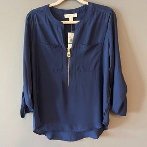 Sophisticated Michael Kors Navy Blouse (Size Large) - NWT